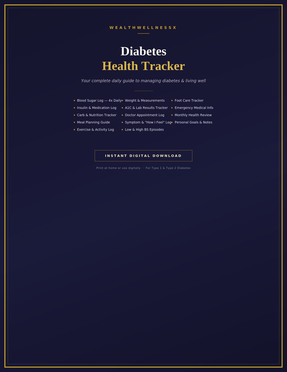 Diabetes Health Tracker (PDF) — Free Interactive App Included!