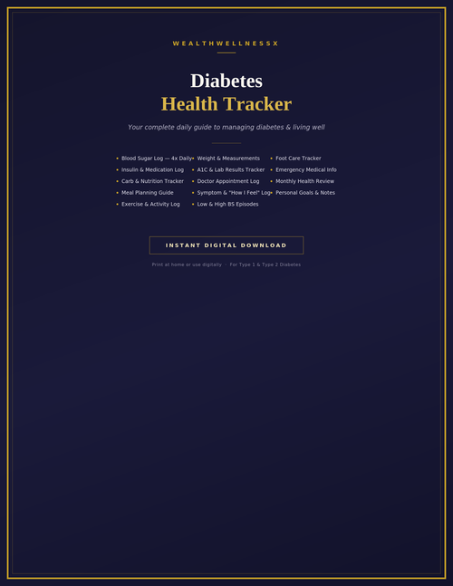 Diabetes Health Tracker (PDF) — Free Interactive App Included!